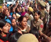 Locals protest outside Alipur police station in Delhi over arrest of murder accused