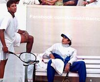 Amitab Bachchan and Mahesh Bhupathi about a charity tennis match