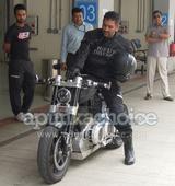 Mahendra Singh Dhoni rides his X132 Hellcat at Buddh International Circuit