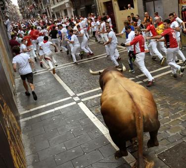 Running with the bulls in Pamplona Running with the bulls in Pamplona