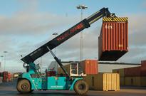 Hybrid reach stacker for container handling