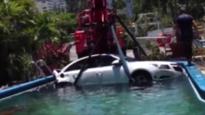 Video of car shunted into hotel pool