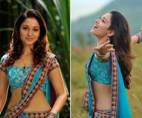 Tamannaah sizzles in blue Sari (view pics)