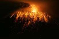 Lava streams from Tungurahua volcano in Ecuador