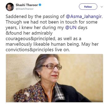 'True defender of human rights': Twitter mourns the loss of Asma Jahangir 'True defender of human rights': Twitter mourns the loss of Asma Jahangir