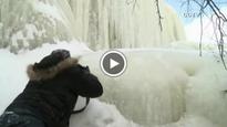 Beautiful waterfall frozen by Mother Nature