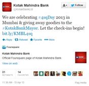 SoLoMo: Kotak Bank Celebrates Foursquare Day in 200 Banking Branches